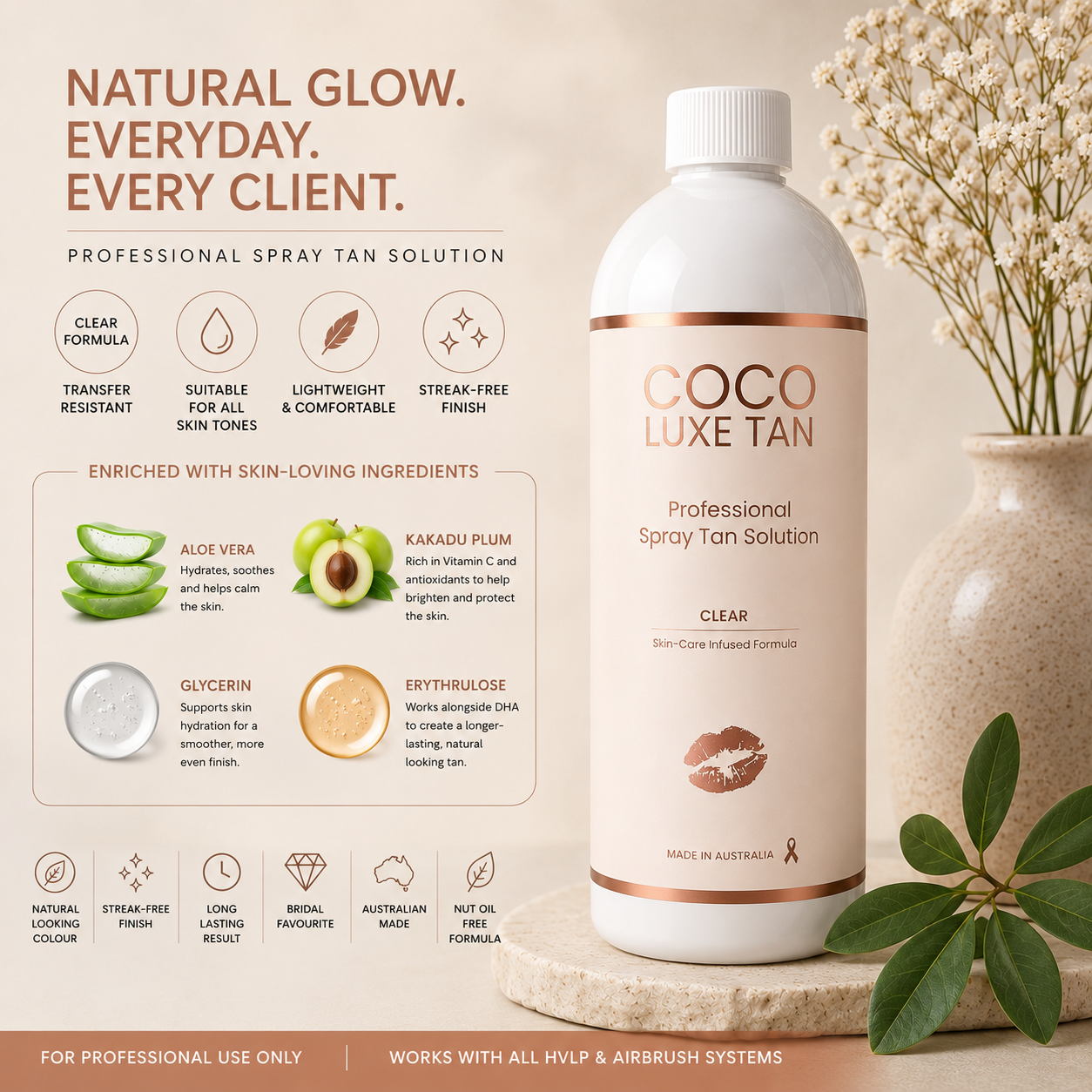 Coco Luxe Tan CLEAR Professional Spray Tan Solution