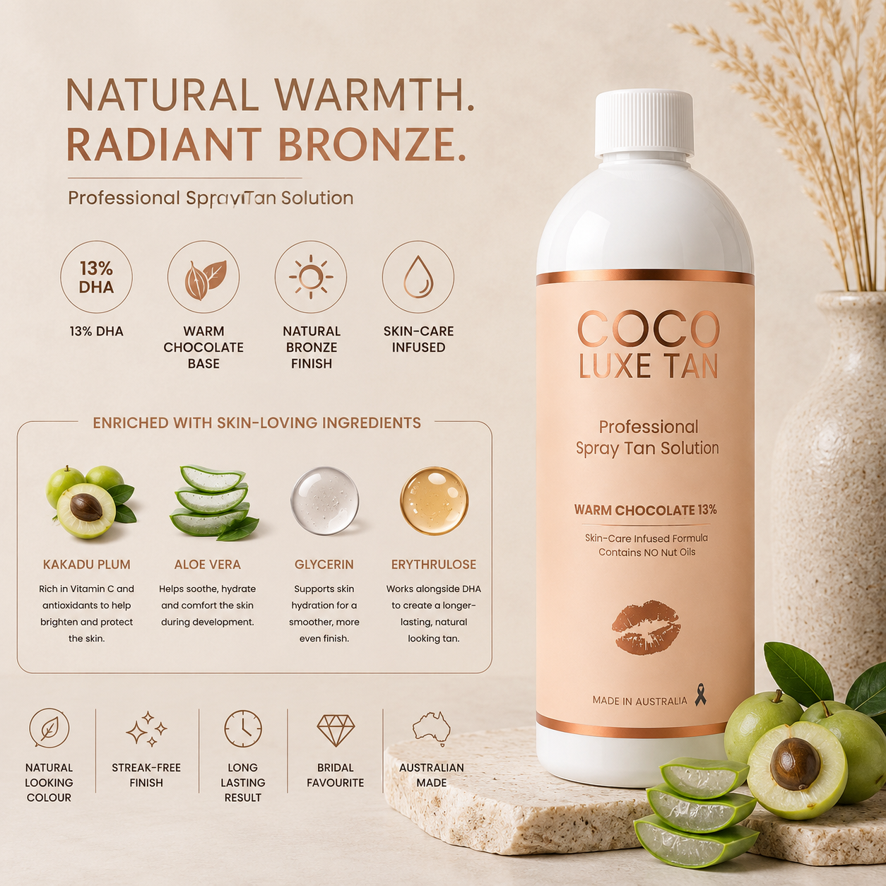 COCO LUXE TAN Professional Spray Tan Solution – Warm Chocolate 13%