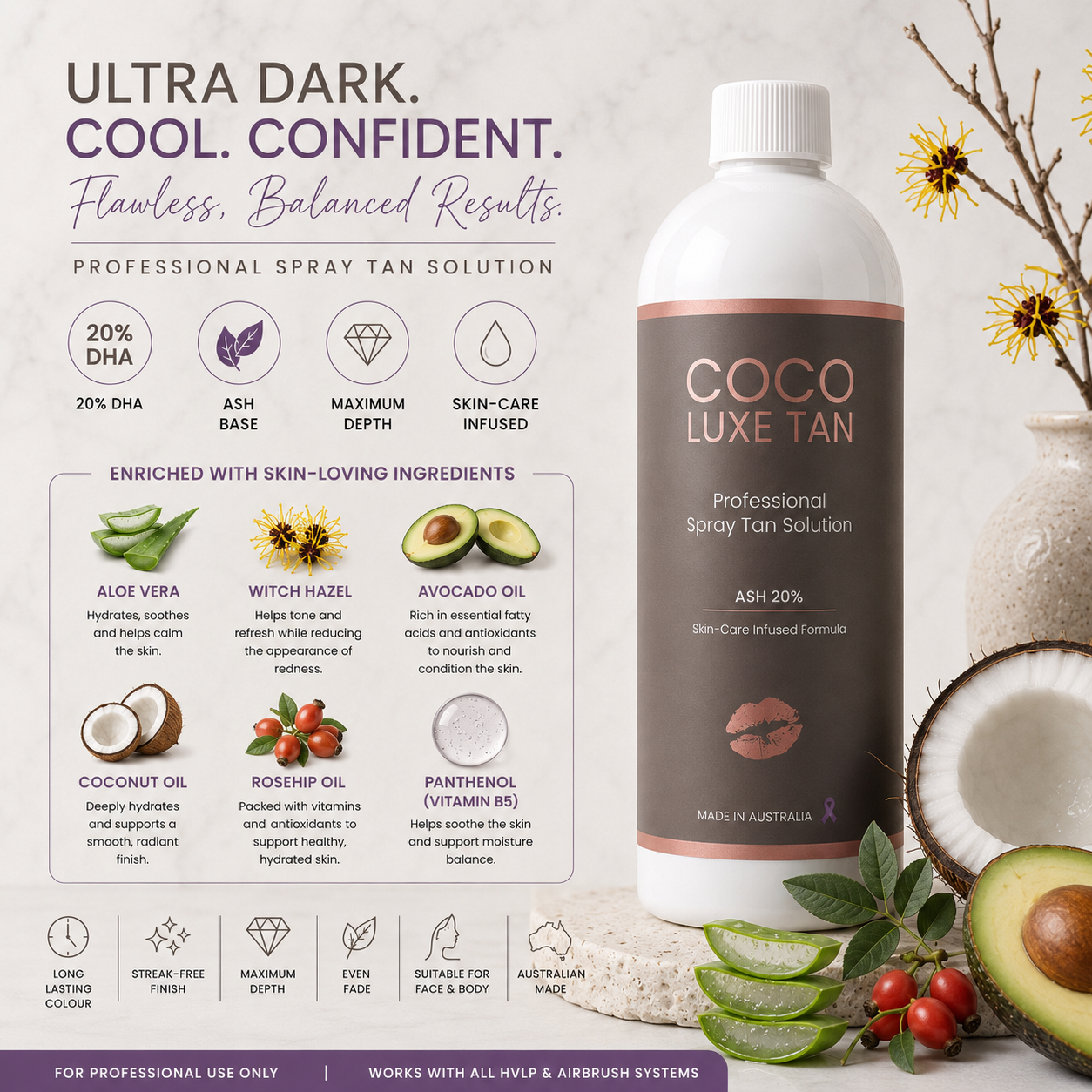 COCO LUXE TAN Professional Spray Tan Solution – Ash 20%
