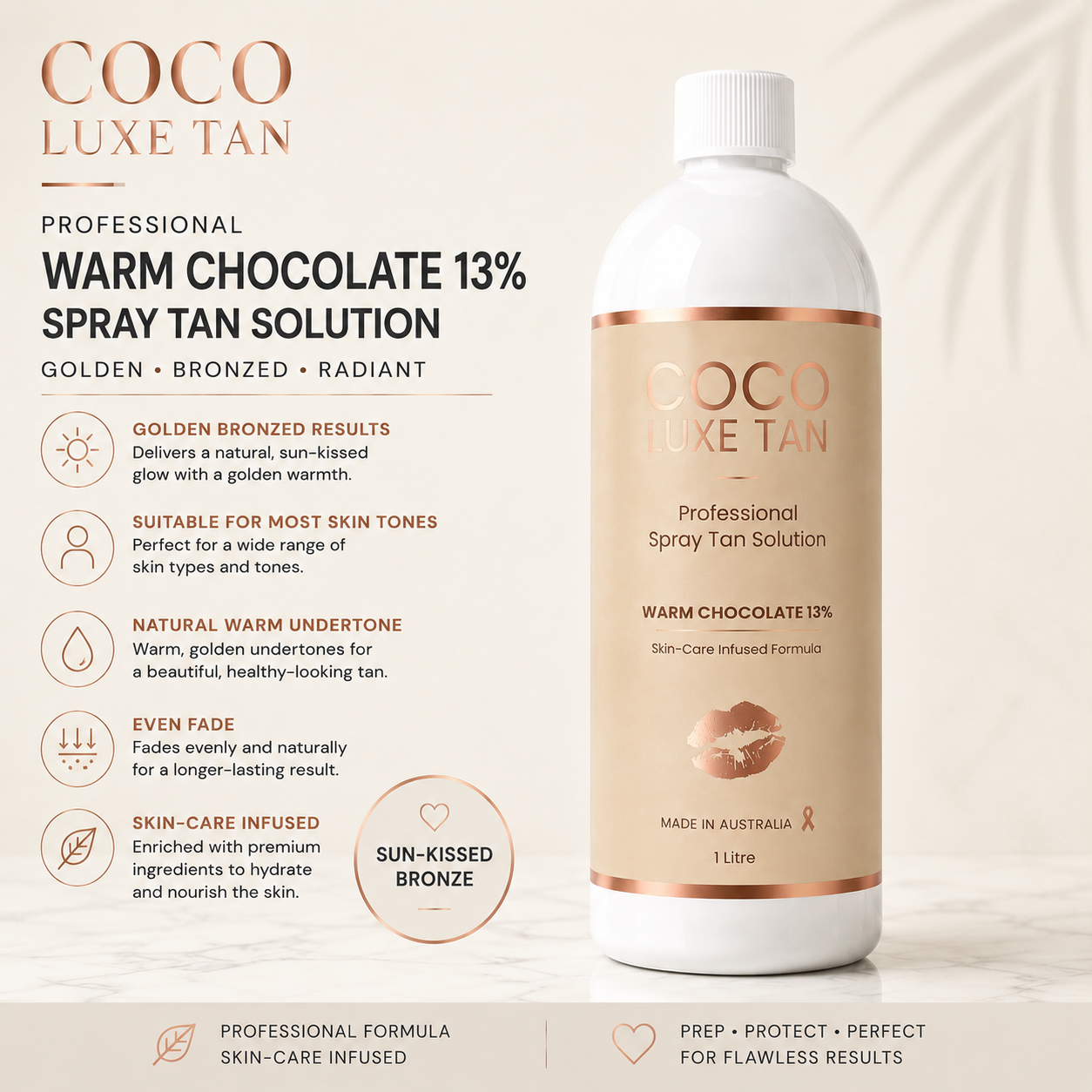 COCO LUXE TAN Professional Spray Tan Solution – Warm Chocolate 13%