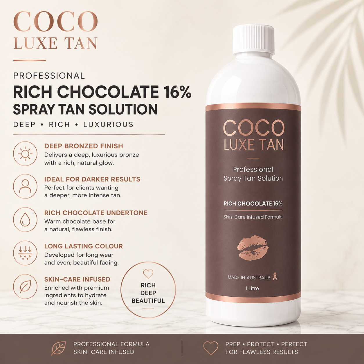 COCO LUXE TAN Professional Spray Tan Solution – Rich Chocolate 16%