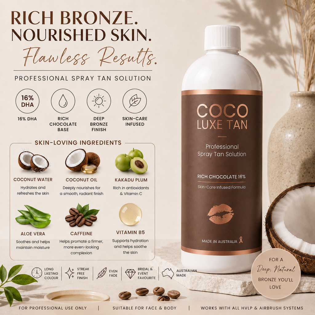 COCO LUXE TAN Professional Spray Tan Solution – Rich Chocolate 16%
